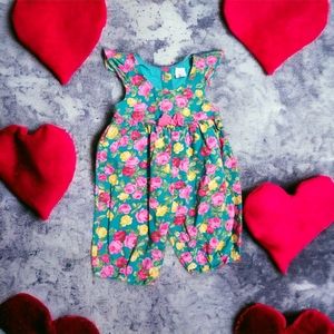 Vintage 80s 90s Tawil Baby Cotton Floral Bubble Romper Sz 6/9 Months